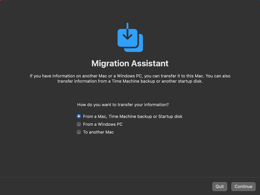 how to use migration assistant to recover from time machine backup