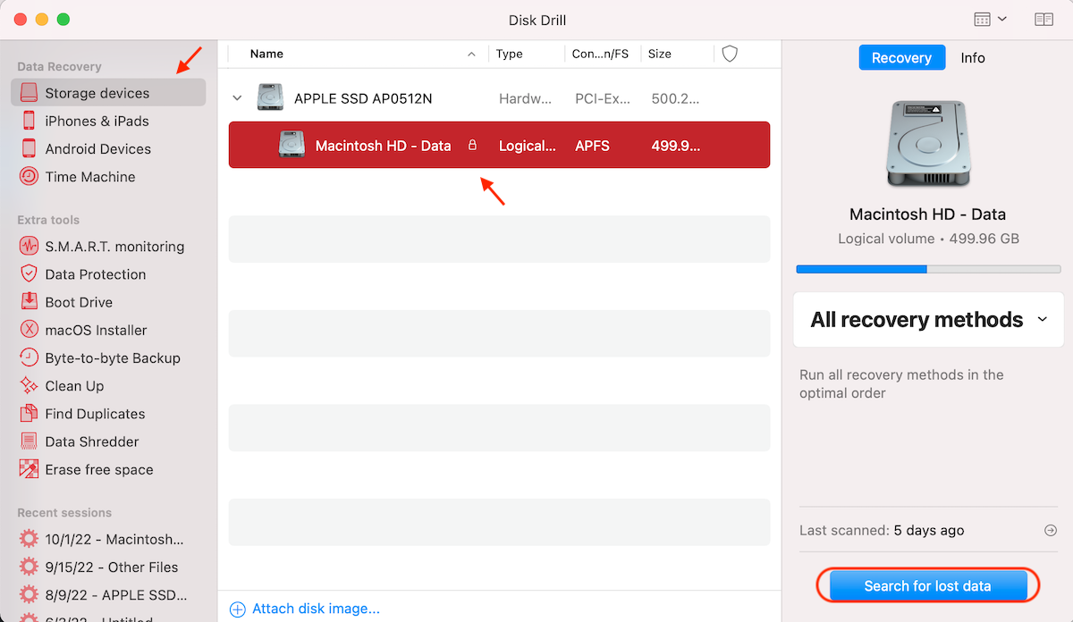 search for lost data dd Mac