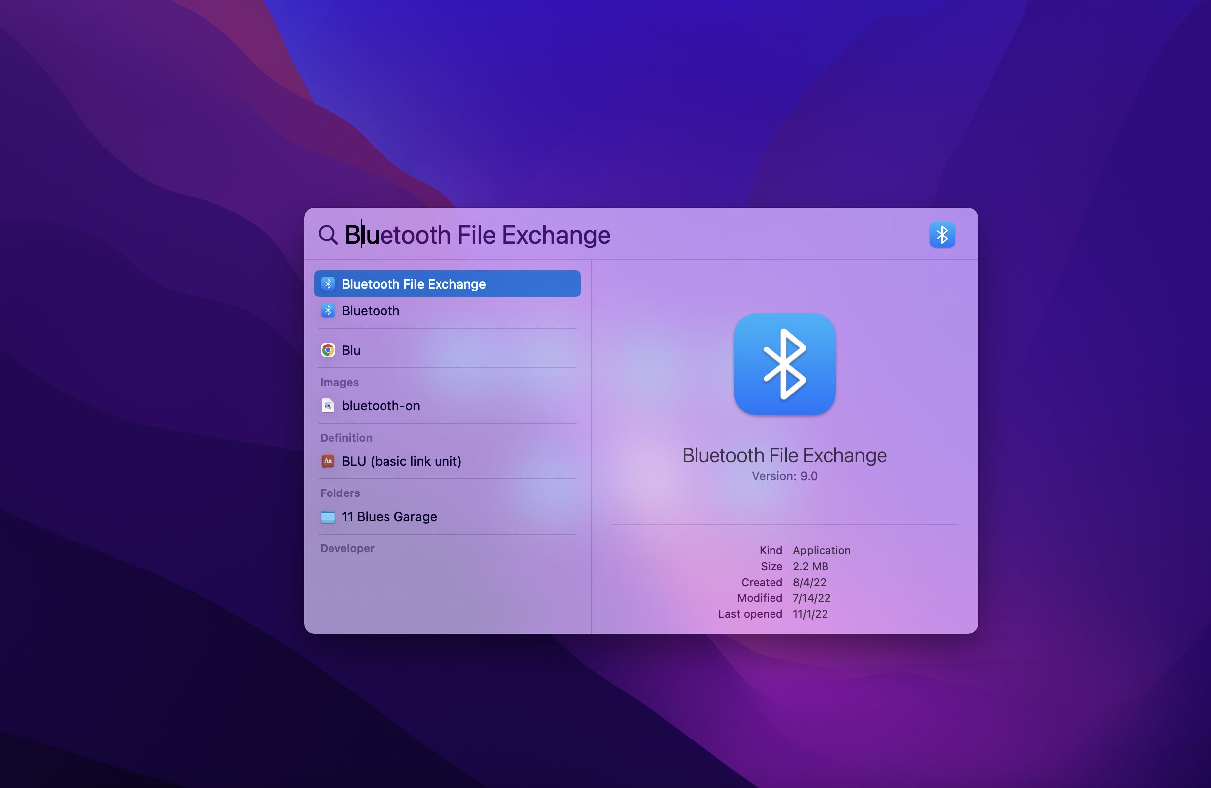 Find Bluetooth File Exchange on your Mac.