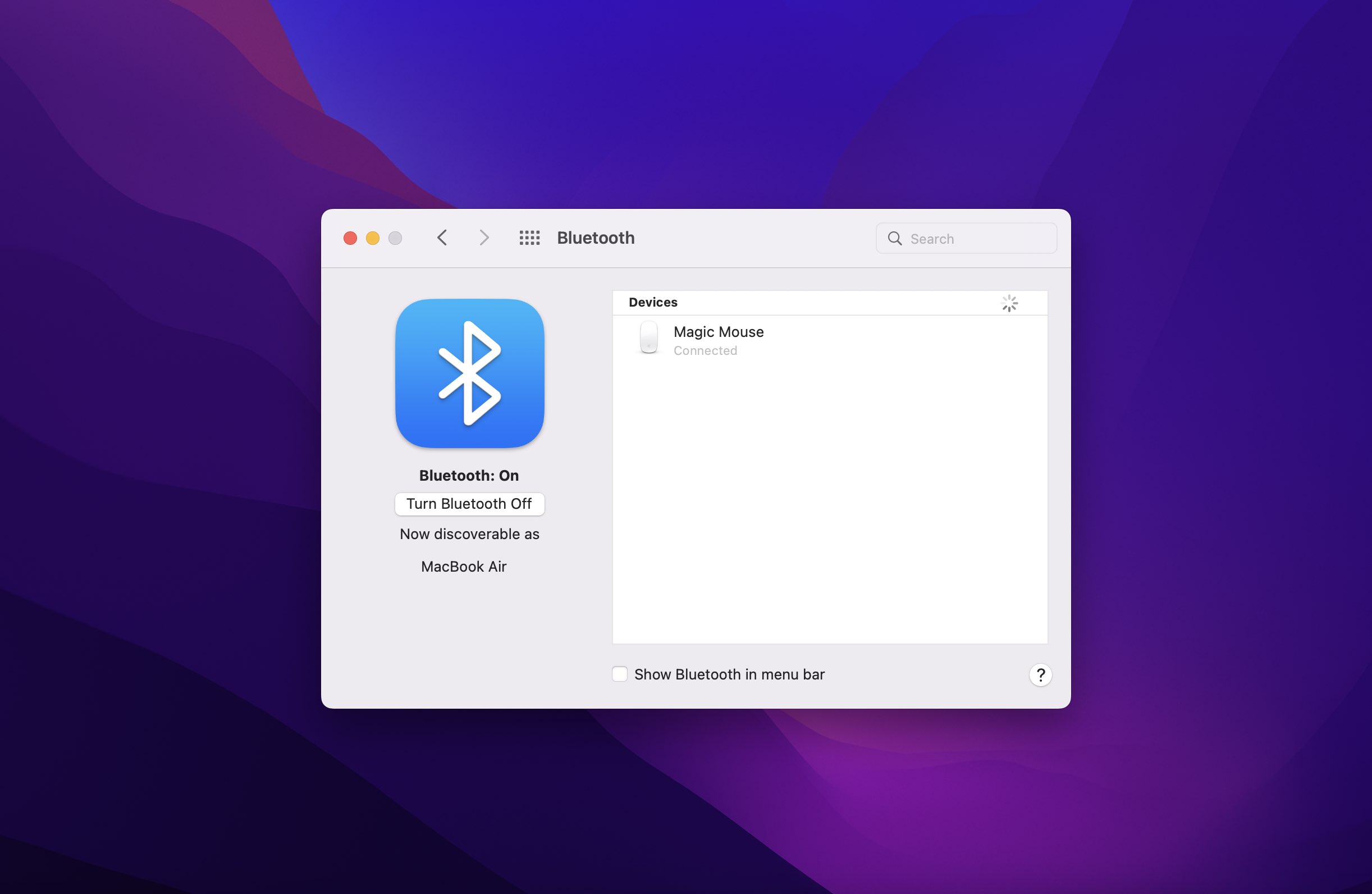 Enable Bluetooth on your Mac.