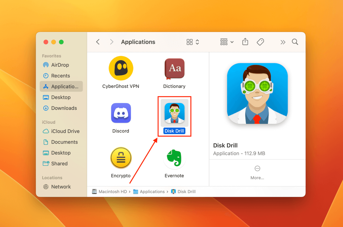 Disk Drill icon in Finder