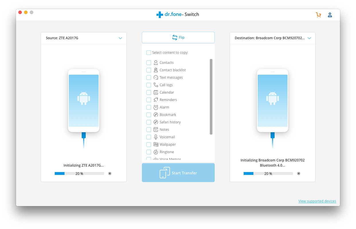 Dr.Fone allows you to connect your Android to a Mac and solve Android File Transfer not working error