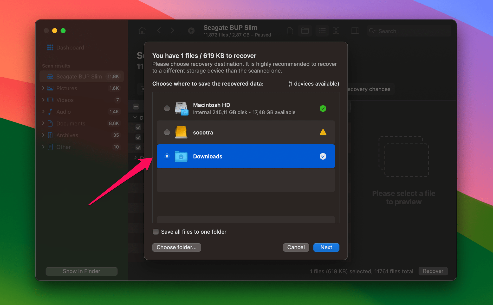 disk drill - provide safe recovery location