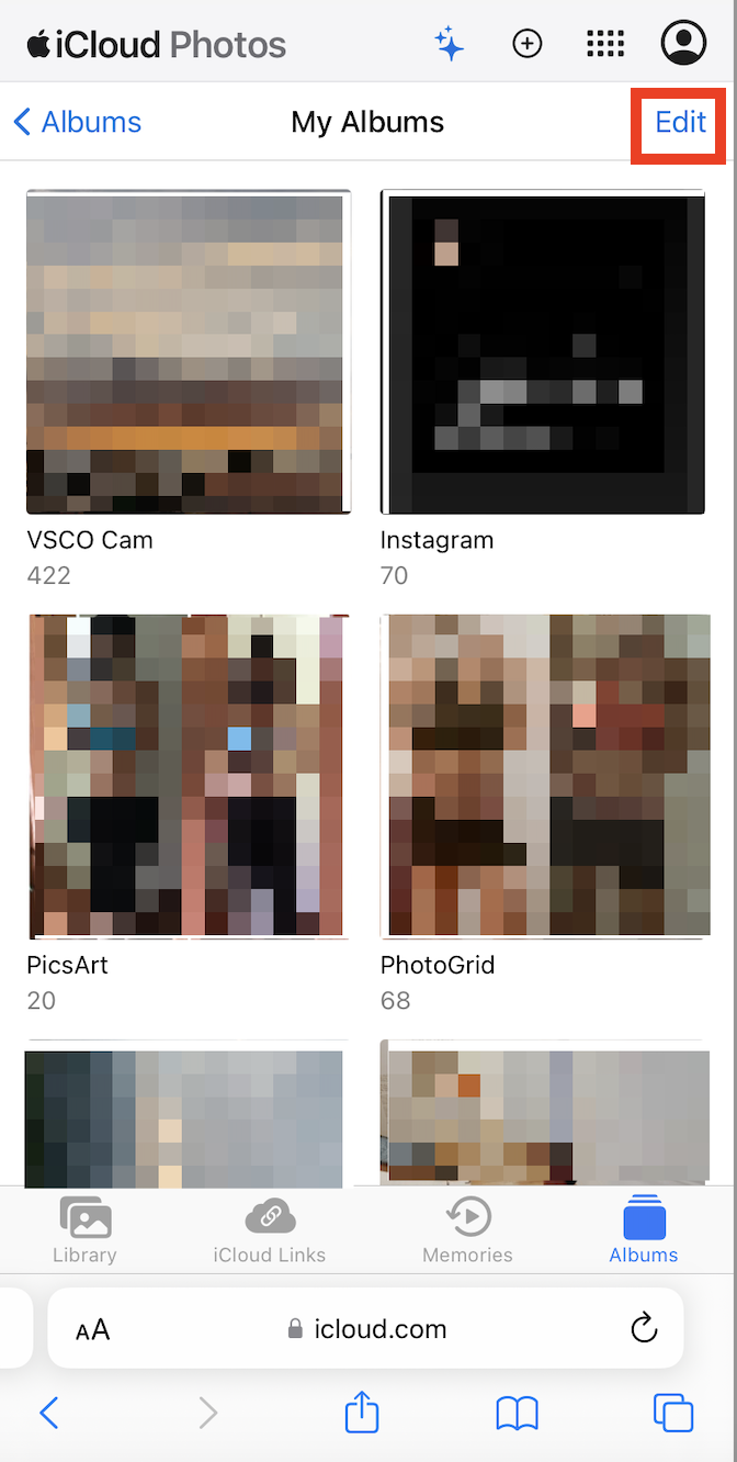 icloud photos edit album