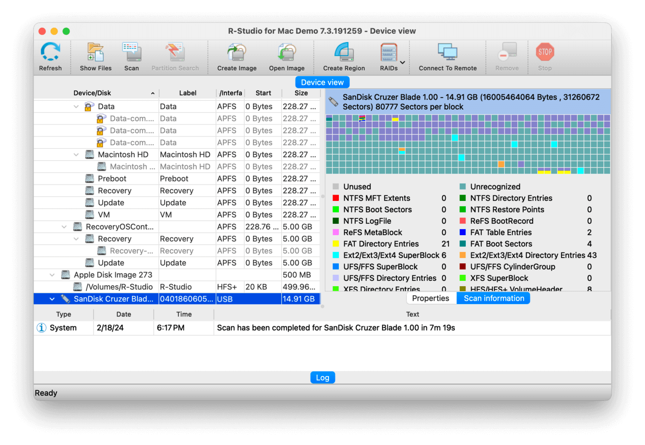 R-Studio's disk selection menu